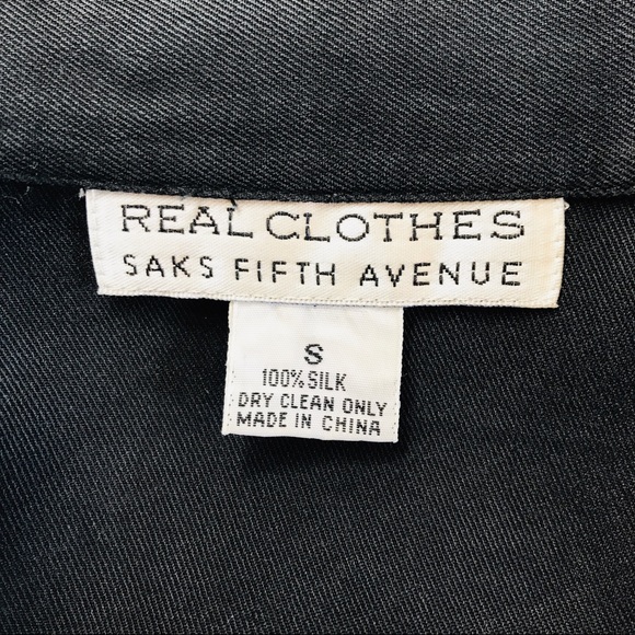 Saks Fifth Avenue REAL CLOTHES 100% Silk Long Sleeve Button Up Blouse Size Small - Picture 5 of 8